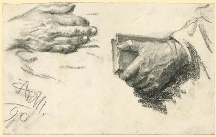 Study of Two Hands, One Holding a Book